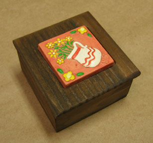 Decorative Wooden Boxes - Hand Painted Ceramic Lid